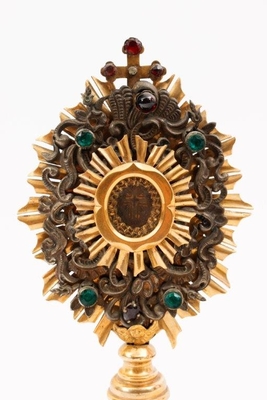 Ostensorium - Reliquary - Relic Of The True Cross Brass - Silver - Gilt / Gem-Stones style Baroque en  SILVER - GILT / GEM-STONES, Austria 18 th century (1755)