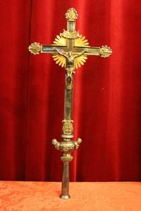 Processional - Cross style baroque en Bronze, France 19th century