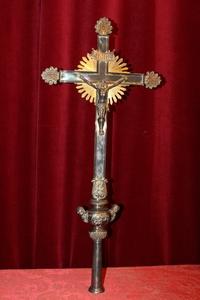 Processional - Cross style baroque en Bronze, France 19th century