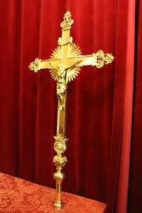 Processional - Cross style Baroque en Bronze / Polished and Varnished, France 19th century