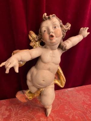 Putto style Baroque en hand-carved wood polychrome, Southern Germany 20th Century