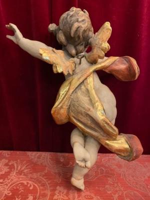 Putto style Baroque en hand-carved wood polychrome, Southern Germany 20th Century