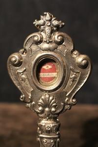 Reliquary style baroque en wood / silver, Italy 18 th century