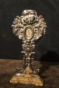 Reliquary style baroque en wood / silver, Italy 18 th century