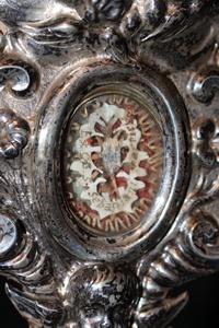 Reliquary style baroque en wood / silver, Italy 18 th century