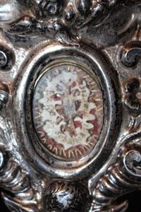 Reliquary style baroque en wood / silver, Italy 18 th century