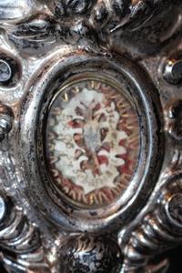 Reliquary style baroque en wood / silver, Italy 18 th century