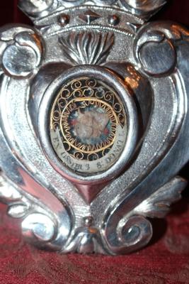 Reliquary Ex Ossibus St. Donatus style baroque en full silver, Belgium 18 th century