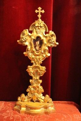 Reliquary Relic Ex Ossibus St. Emerentianus  style Baroque en Wood / Gilt, France 18 th century ( anno 1790 )