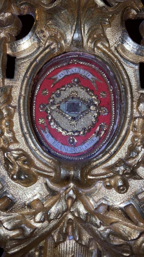 1 Baroque Reliquary - Relic Ex Pallio St. Fransiscus Assisi
