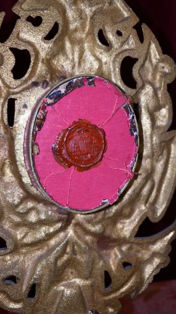 1 Baroque Reliquary - Relic Ex Pallio St. Fransiscus Assisi