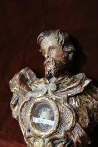 Reliquary. Relic Of : St. Magnus Mart. style Baroque en hand-carved wood polychrome, Slowakia 1740