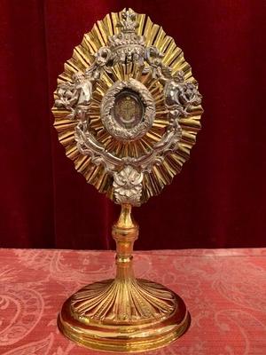 Reliquary / Relic Of The True Cross style Baroque en Brass / Glass, Austria 18th century ( Anno 1780 )