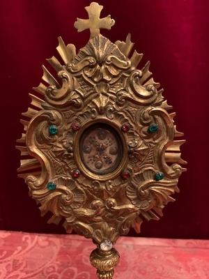 Reliquary Relic Of The True Cross style Baroque en Brass / Gilt / Glass, Austria 18th century ( Anno 1775 )