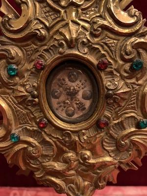 Reliquary Relic Of The True Cross style Baroque en Brass / Gilt / Glass, Austria 18th century ( Anno 1775 )