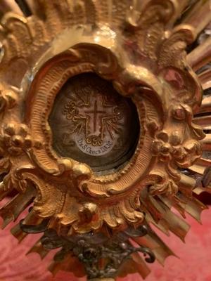 Reliquary - Relic Of The True Cross  style Baroque en Metal / Gilt / Stones / Glass, Italy 18 th century ( Anno 1790 )
