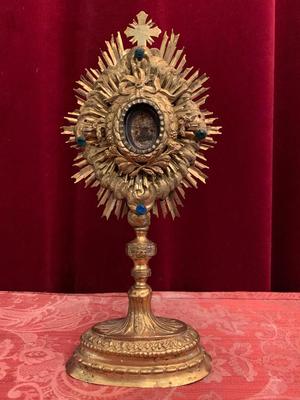 Reliquary - Relic Of The True Cross style Baroque en Brass / Gilt, Austria 18 th century ( Anno 1740 )