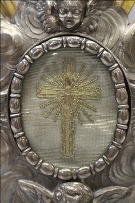 Reliquary  Relic Of The True Cross style Baroque en silver, 18 th century