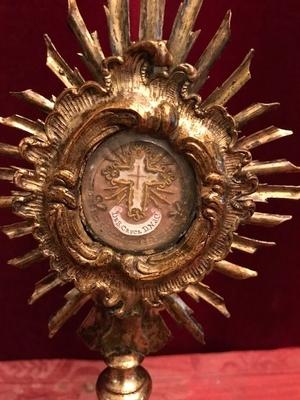 Reliquary - Relic Of The True Cross With Original Document style Baroque en Metal Gilt, Italy 18th century ( Anno 1790 )