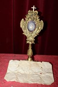 Reliquary. Relic Of The True Cross With Original Documentation. style Baroque en Bronze / Gilt, France 19 th century