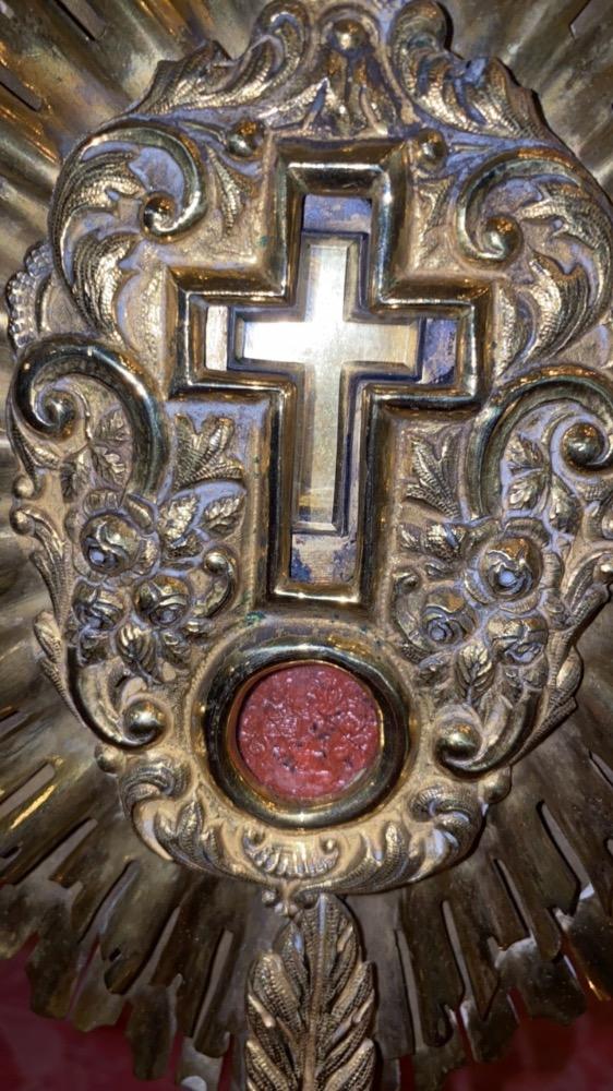 1 Baroque Reliquary – Relic Of The True Cross With Original Documentation / Base Restored