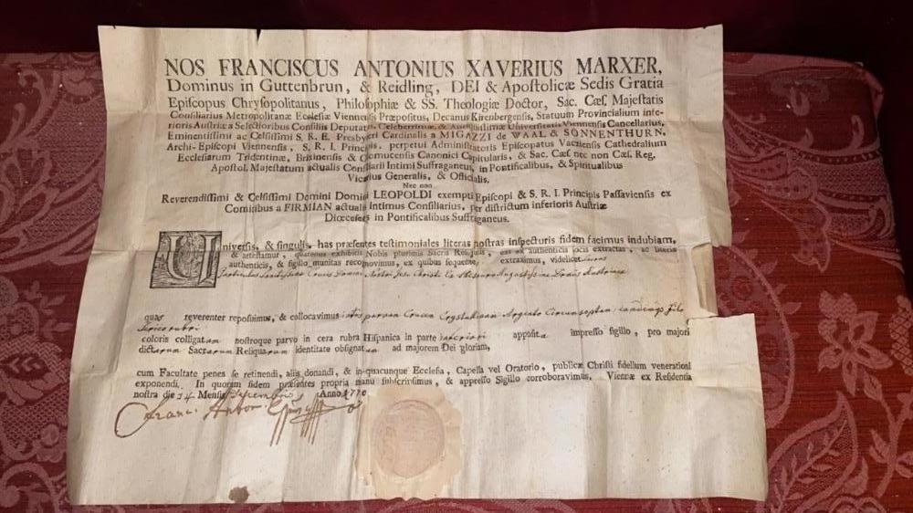 1 Baroque Reliquary – Relic Of The True Cross With Original Documentation / Base Restored