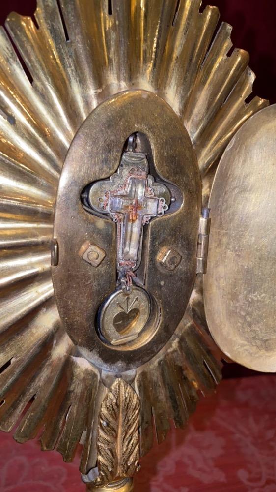 1 Baroque Reliquary – Relic Of The True Cross With Original Documentation / Base Restored