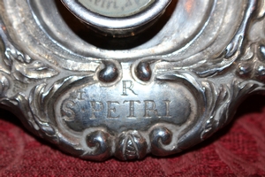 Reliquary / Relic. St. Petrus Ap. Original Documentation style Baroque en Holder Silver, Italy 18 th century