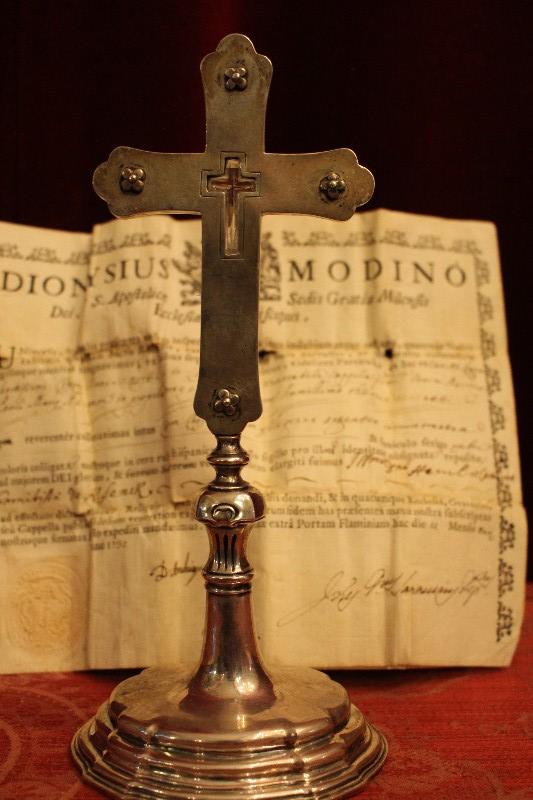 1 Baroque Reliquary Rock Crystal Theca Relic Of The True Cross With Original Document