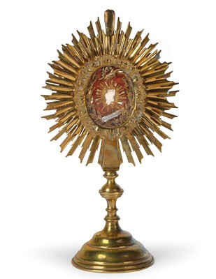 Reliquary St. Asclepiades M.  style Baroque en Brass / Gilt / Glass, Austria 19th century ( anno 1835 )