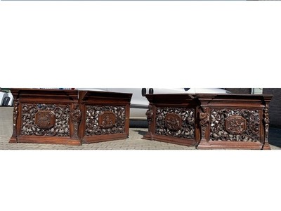 Extremely High Quality Fully Hand-Carved Communion-Rail style BAROQUE-ROCOCO en Wood Oak, Belgium 18th century