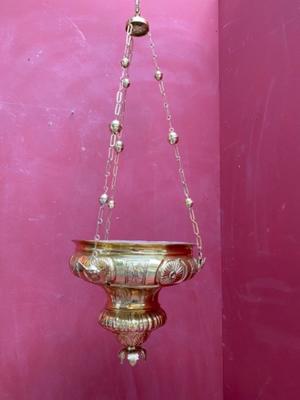 Sanctuary Lamp style Baroque en Brass  / Polished and Varnished, France 19 th century ( Anno 1840 )