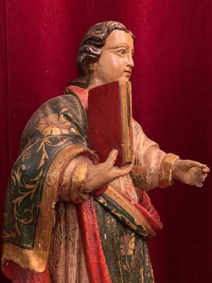 Sculpture Reliquary St. Tarcisius style Baroque en Wood Polychrome, Spain  19 th century ( Anno 1875 )