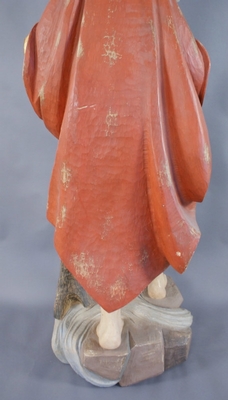 St. Christoph Statue  style Baroque en hand-carved wood polychrome, Southern Germany 20th century