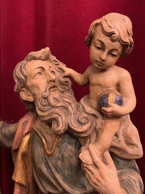 St. Christophorus style Baroque en wood polychrome, Southern Germany 20th century