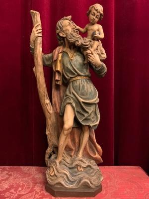 St. Christophorus style Baroque en wood polychrome, Southern Germany 20th century