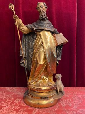 St. Dominic style Baroque en hand-carved wood polychrome, Spain 17 th century