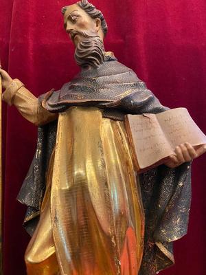 St. Dominic style Baroque en hand-carved wood polychrome, Spain 17 th century