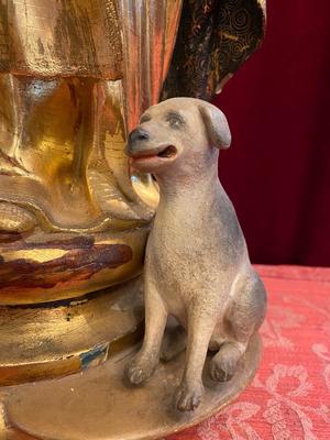 St. Dominic style Baroque en hand-carved wood polychrome, Spain 17 th century