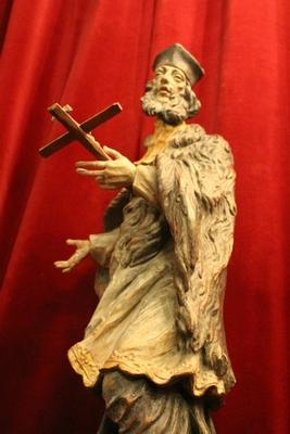 St. Johannes Nepomucenus style Baroque en hand-carved wood polychrome, Southern Germany 20th century