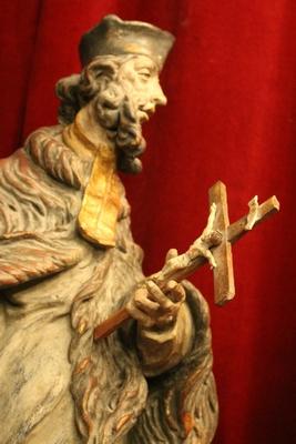 St. Johannes Nepomucenus style Baroque en hand-carved wood polychrome, Southern Germany 20th century