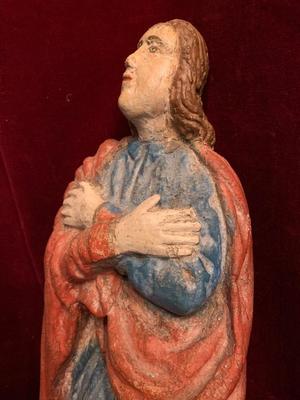 St. John Sculpture From Calvary Scene style Baroque en Wood Polychrome, Southern Germany 16 th century