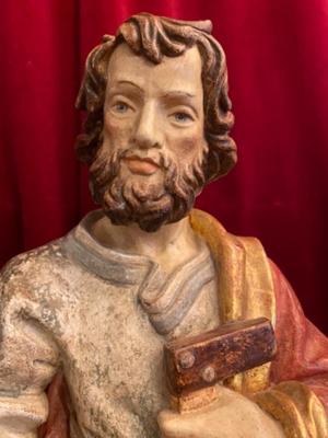 St. Joseph Statue  style Baroque en wood polychrome, Southern Germany 20th century