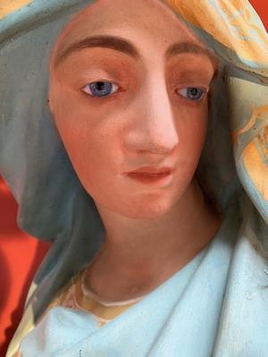 St. Mary & Child style Baroque en plaster polychrome / Glass Eyes, France 19th century