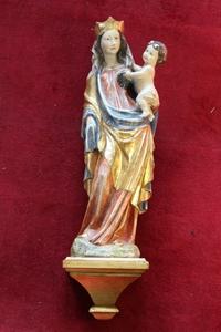 St. Mary Statue style baroque en wood polychrome, Southern Germany 20th century