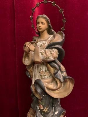 St. Mary Statue style Baroque en plaster polychrome, France 19th century