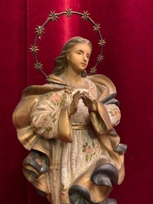 St. Mary Statue style Baroque en plaster polychrome, France 19th century