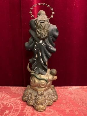 St. Mary Statue style Baroque en plaster polychrome, France 19th century