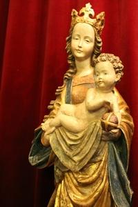 St. Mary Statue style baroque en wood polychrome, Southern Germany 20th century