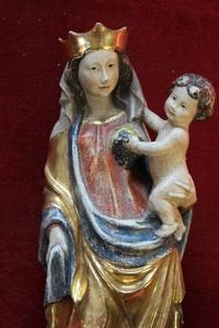 St. Mary Statue style baroque en wood polychrome, Southern Germany 20th century